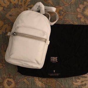 Frye Lena Leather Zip Backpack | White
